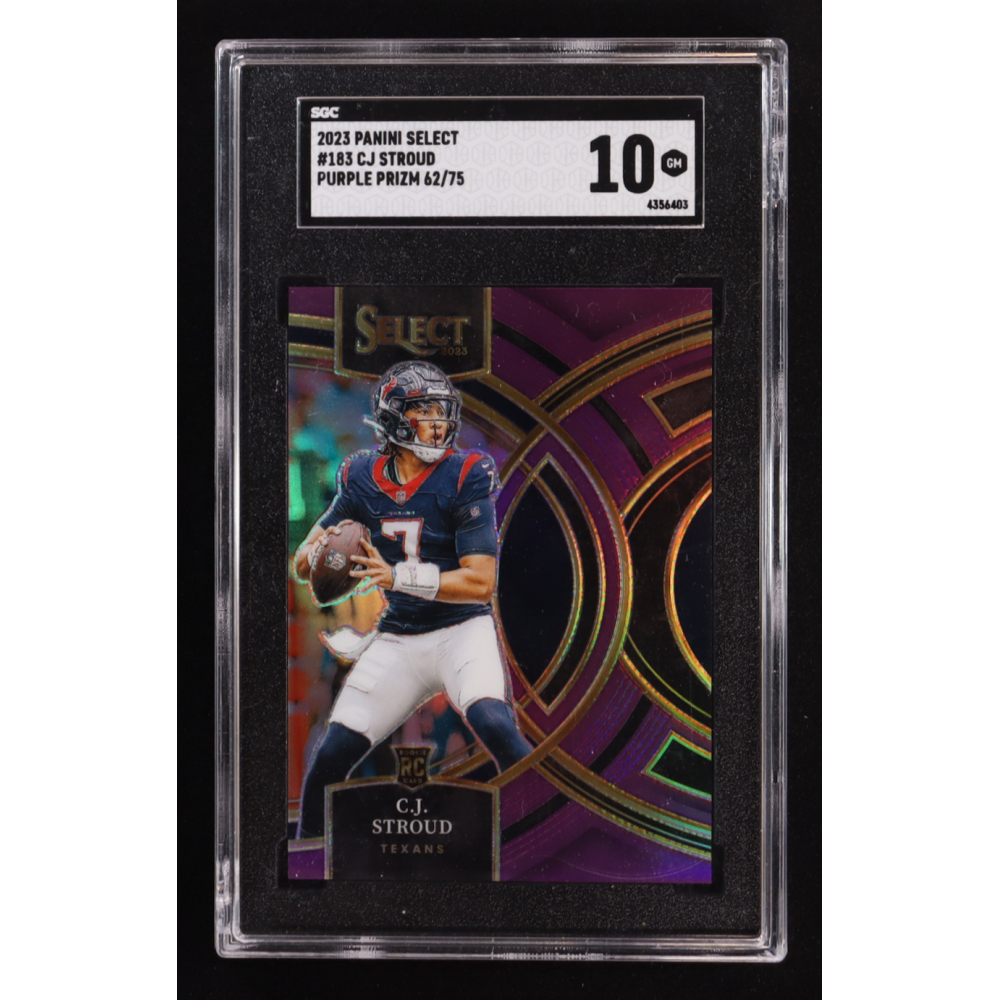 CJ Stroud 2023 Panini Select Purple Prizm #183 RC #62/75 (SGC 10) at PristineAuction.com