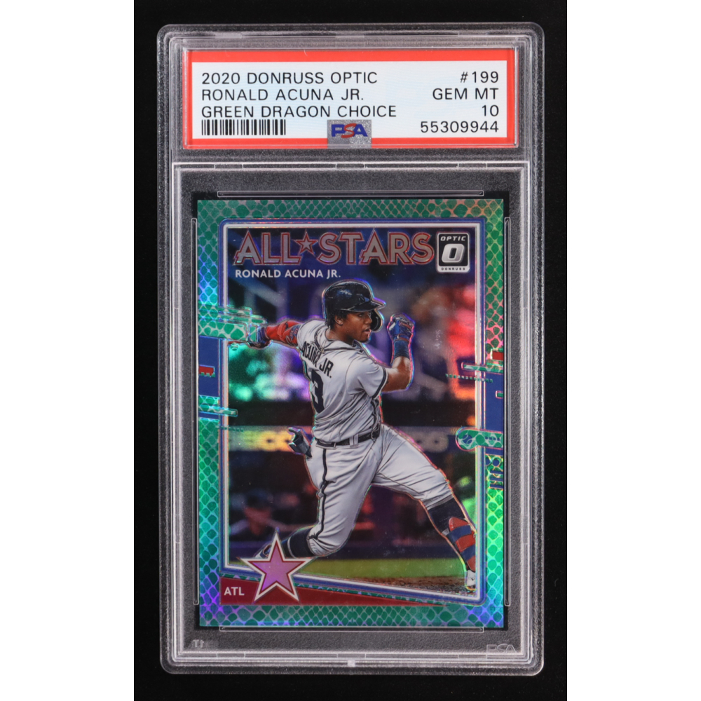 Ronald Acuna Jr. 2020 Panini Donruss Optic Green Dragon Choice AS #199 #63/84 (PSA 10) at PristineAuction.com