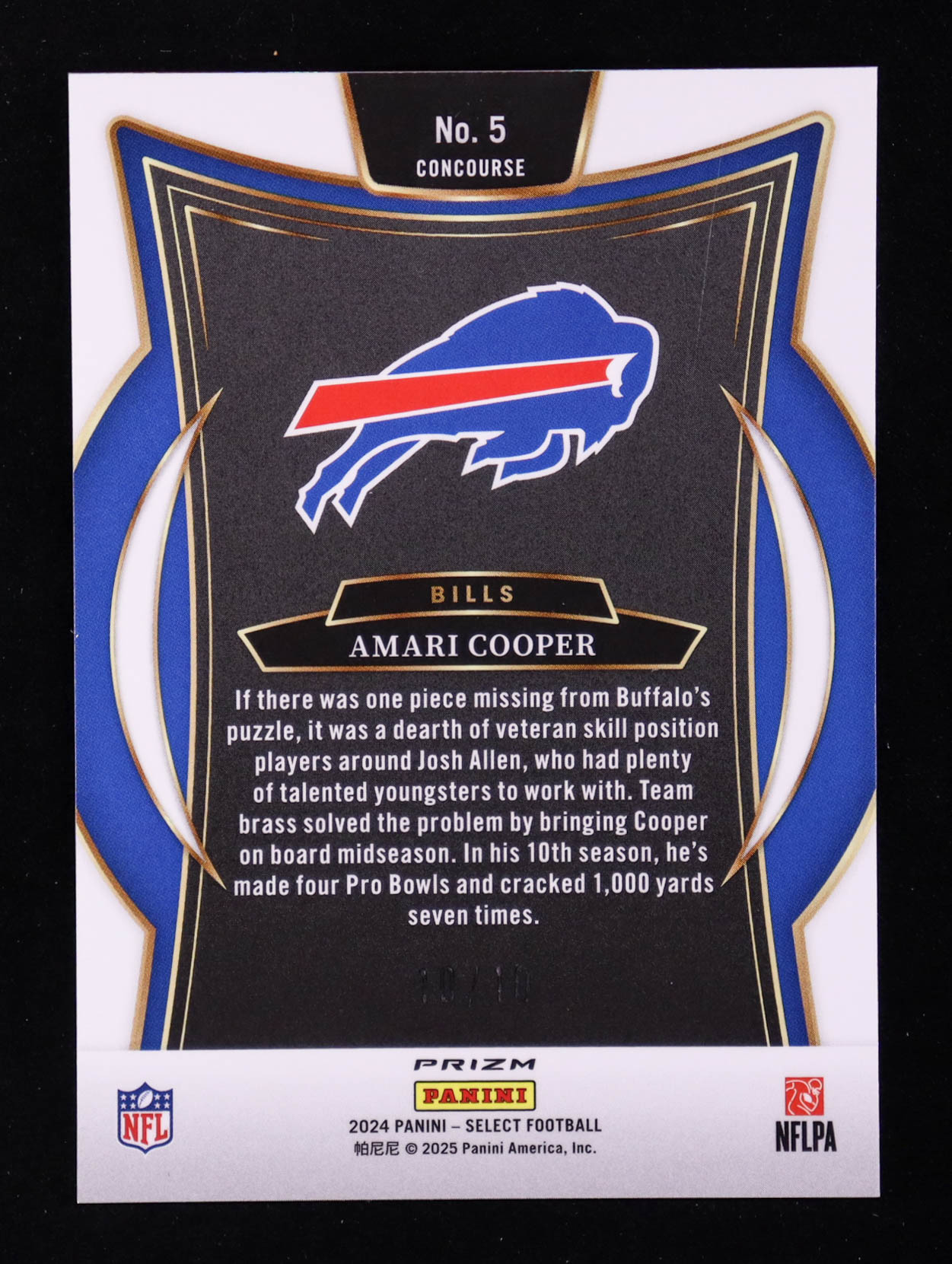 Amari Cooper 2024 Select Prizm Gold Dragon Scale #5 #10/10 at PristineAuction.com Amari Cooper 2024 Select Prizm Gold Dragon Scale #5 #10/10 at PristineAuction.com