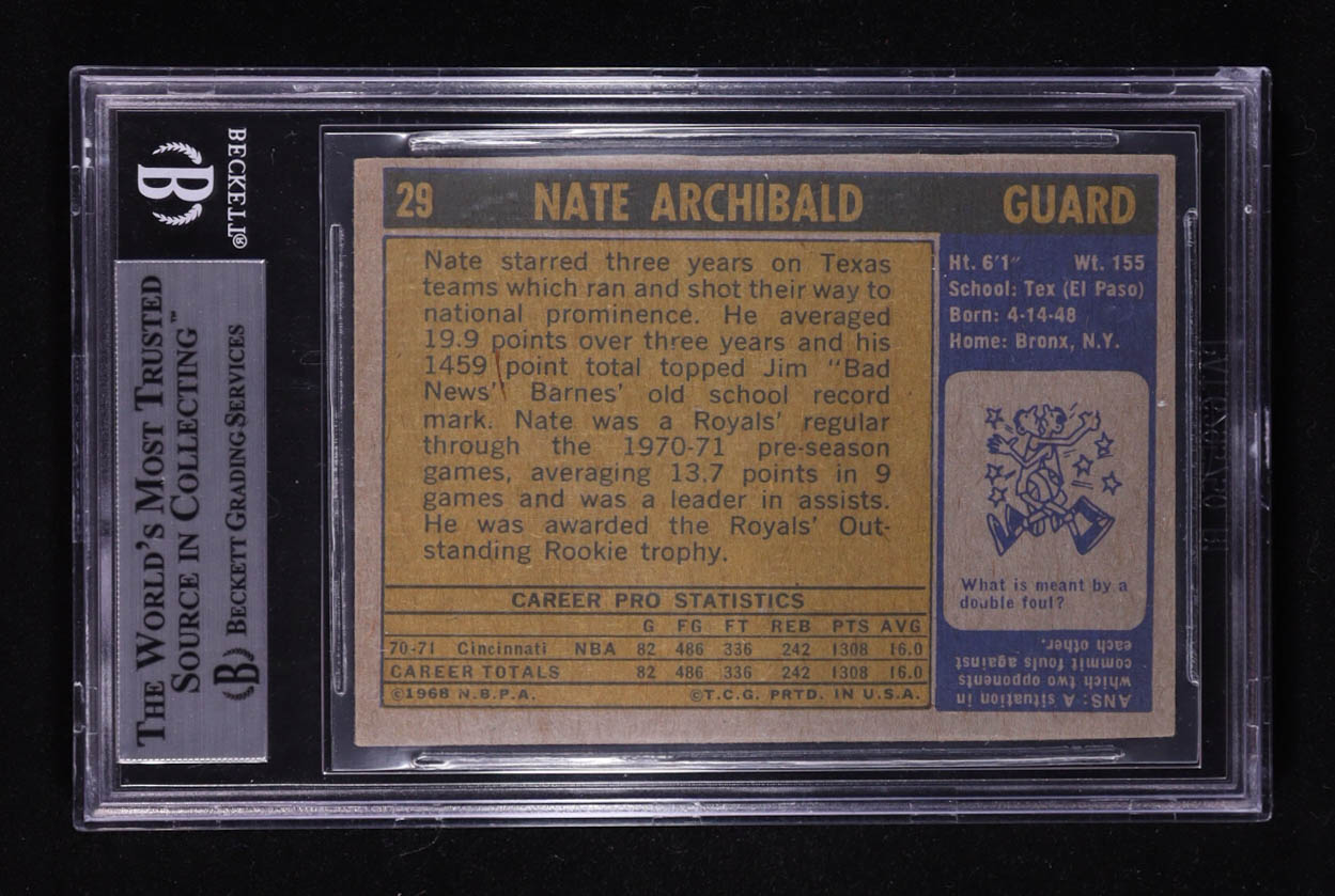 Nate Archibald Signed 1971-72 Topps #29 RC (BGS Encapsulated) at PristineAuction.com Nate Archibald Signed 1971-72 Topps #29 RC (BGS Encapsulated) at PristineAuction.com