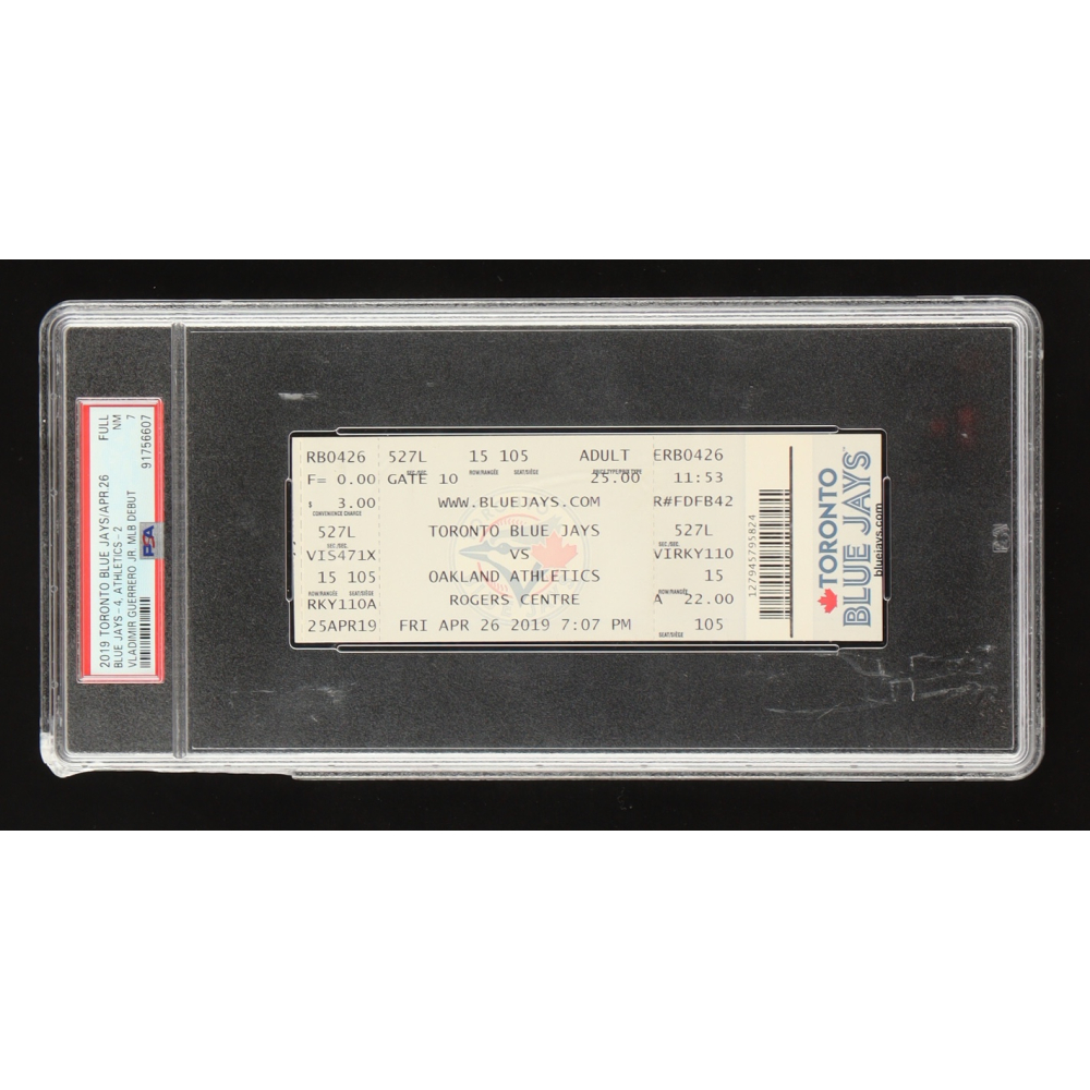 Vladimir Guerrero Jr. Blue Jays MLB Debut & First Hit Game Ticket (PSA 7) at PristineAuction.com