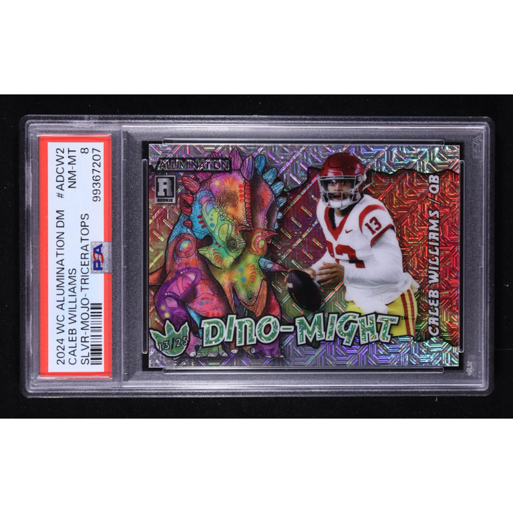 Caleb Williams 2024 Wild Card Alumination Dino-Might Silver Mojo Triceratops #AD-CW2 RC #13/25 (PSA 8) at PristineAuction.com