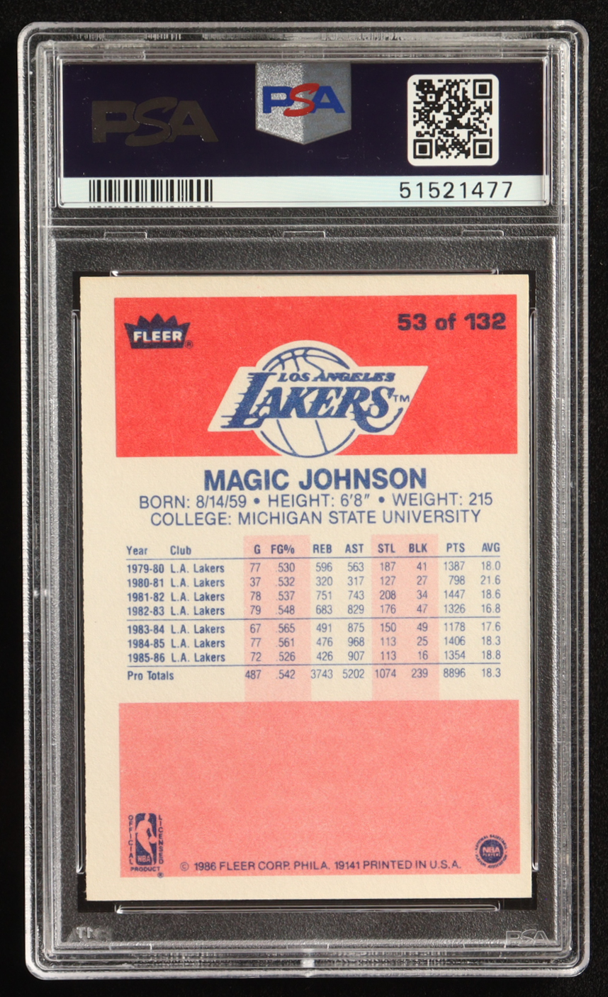 Magic Johnson 1986-87 Fleer #53 #53/132 (PSA 6) at PristineAuction.com Magic Johnson 1986-87 Fleer #53 #53/132 (PSA 6) at PristineAuction.com