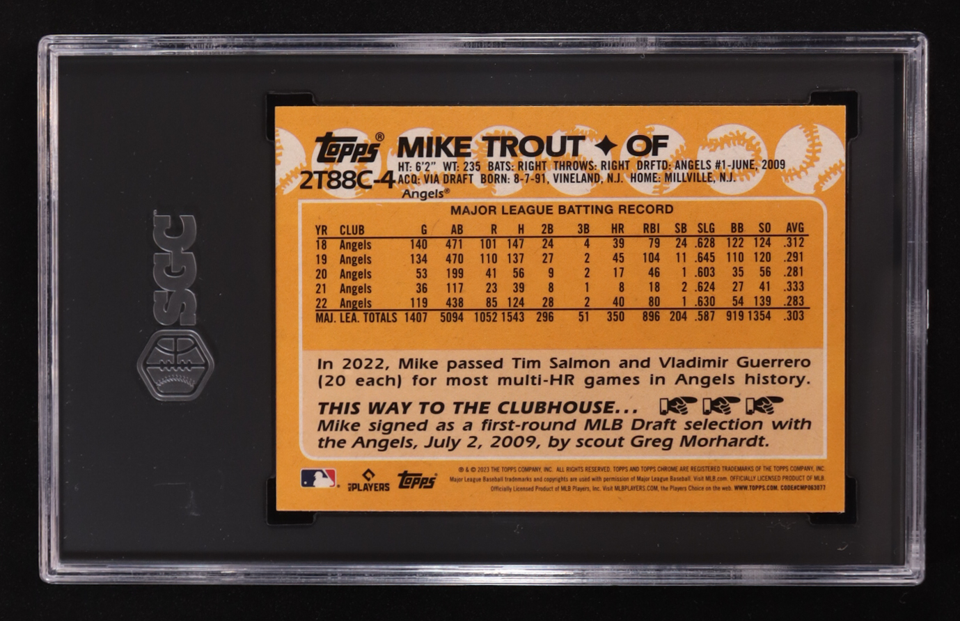 Mike Trout 2023 Topps '88 Topps Silver Pack Chrome Series 2 #2T88C4 (SGC 9.5) at PristineAuction.com Mike Trout 2023 Topps '88 Topps Silver Pack Chrome Series 2 #2T88C4 (SGC 9.5) at PristineAuction.com