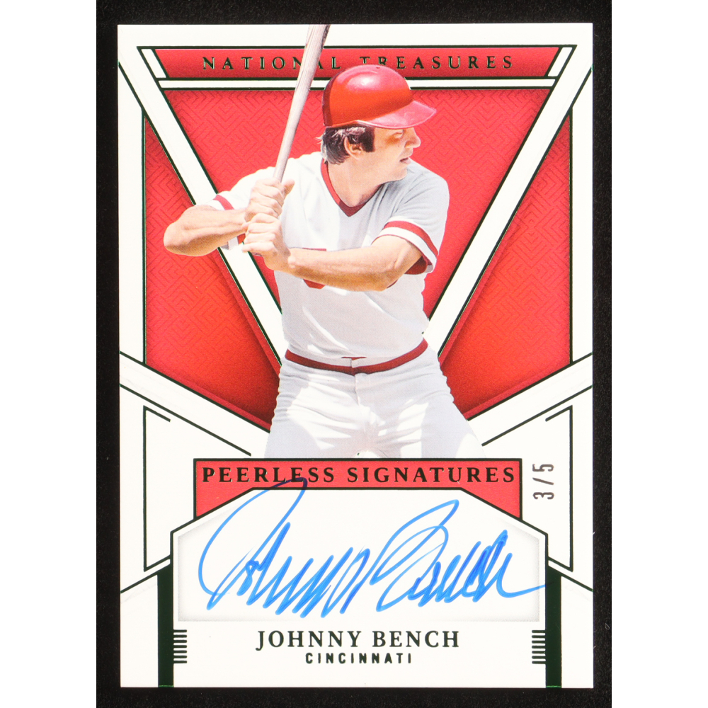 Johnny Bench 2025 Panini National Treasures Peerless Signatures Emerald #14 #3/5 at PristineAuction.com