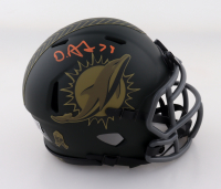 De&rsquo;Von Achane Signed Dolphins Salute To Service Alternate Speed Mini Helmet (Beckett) at PristineAuction.com