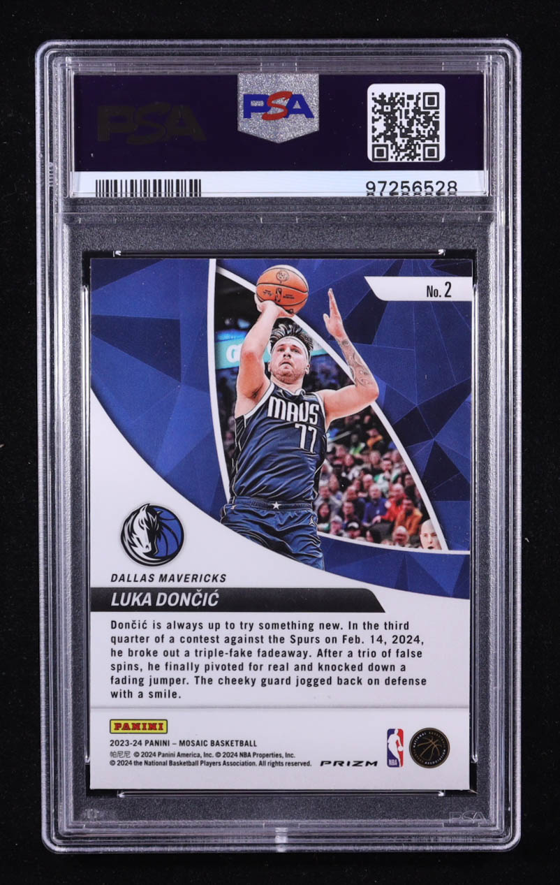 Luka Doncic 2023-24 Panini Mosaic Elevate Mosaic Green #2 (PSA 10) at PristineAuction.com Luka Doncic 2023-24 Panini Mosaic Elevate Mosaic Green #2 (PSA 10) at PristineAuction.com