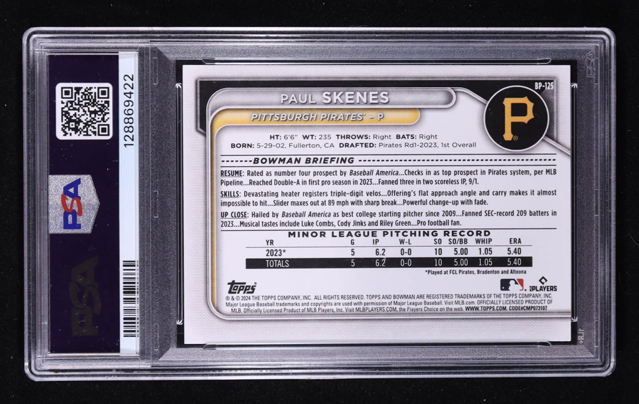 Paul Skenes 2024 Bowman Paper Prospects #BP-125 RC (PSA 10) at PristineAuction.com Paul Skenes 2024 Bowman Paper Prospects #BP-125 RC (PSA 10) at PristineAuction.com