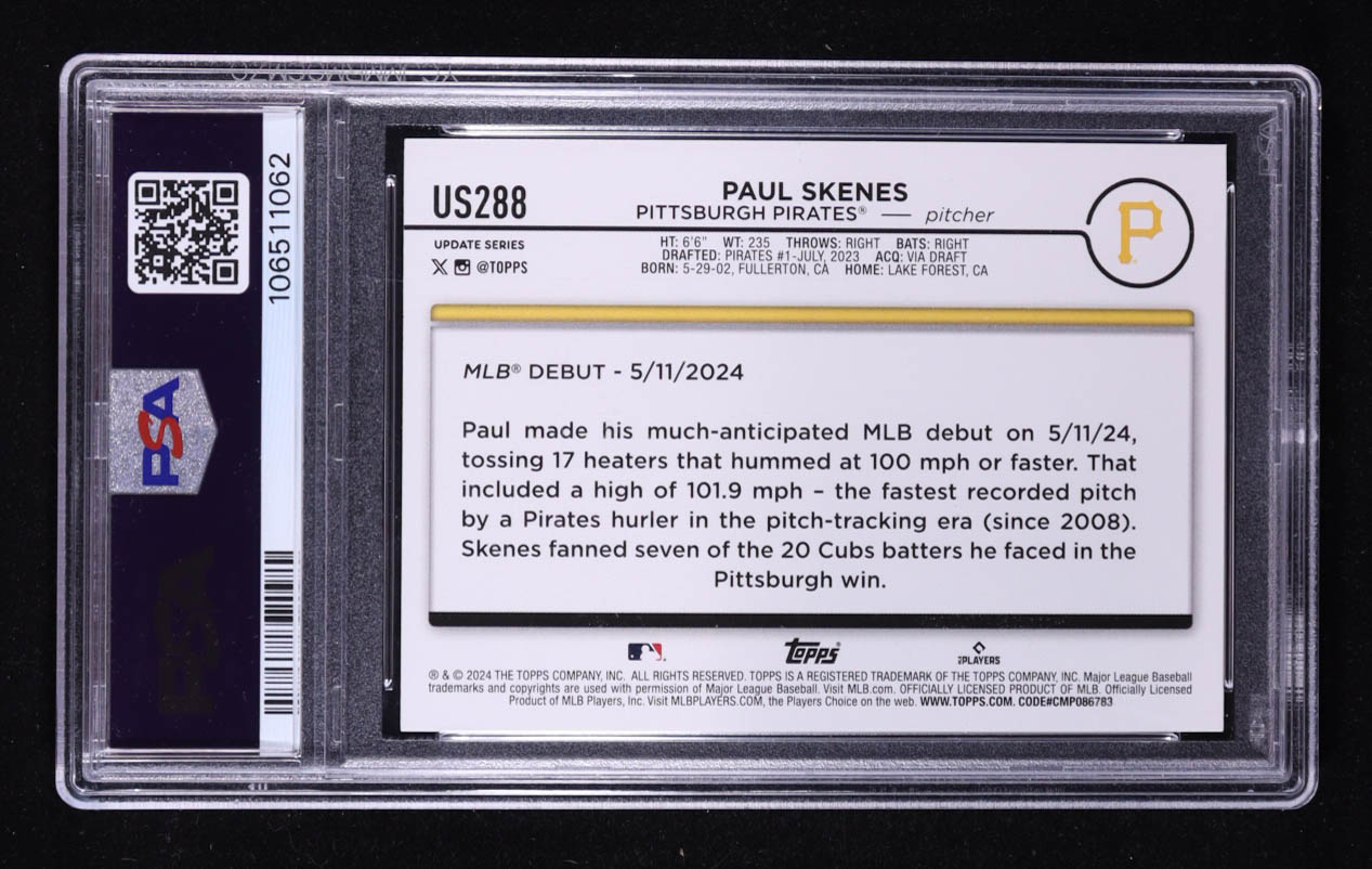 Paul Skenes 2024 Topps Update Halloween Orange and Black Foil #US288 RC (PSA 9) at PristineAuction.com Paul Skenes 2024 Topps Update Halloween Orange and Black Foil #US288 RC (PSA 9) at PristineAuction.com