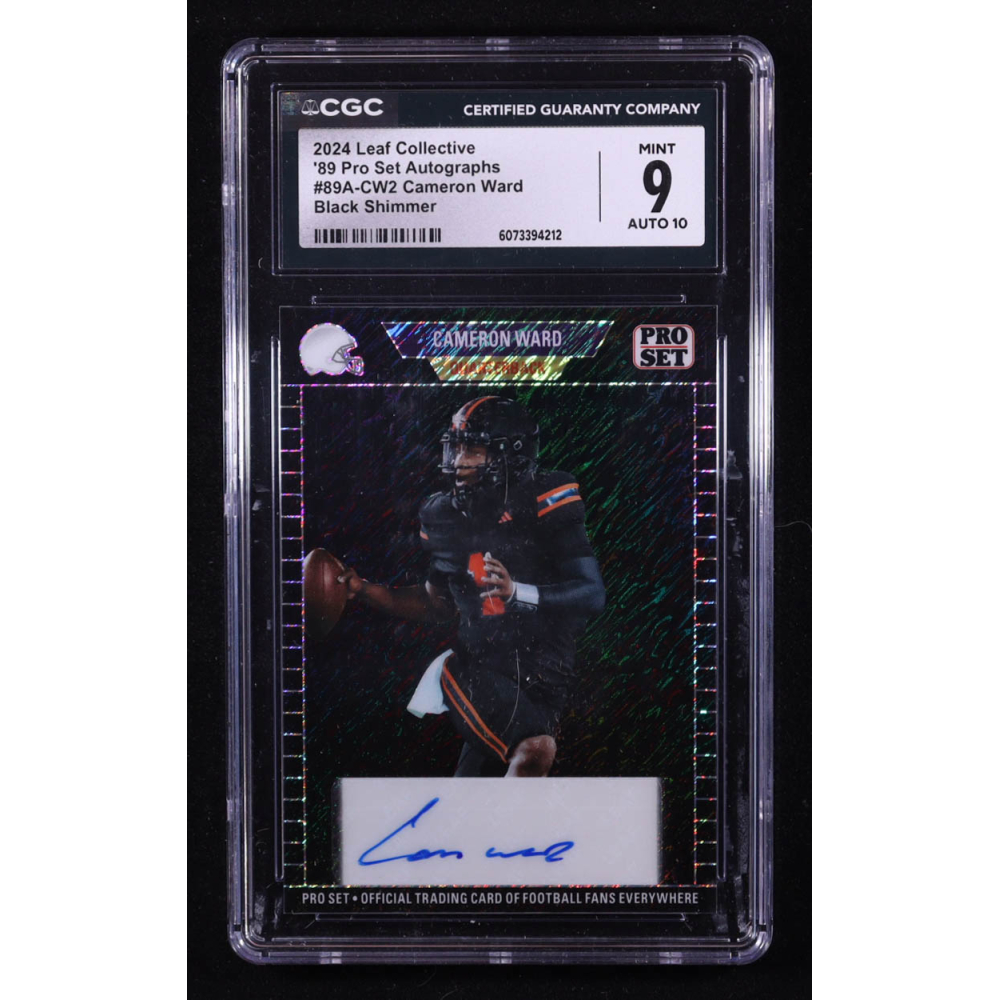 Cam Ward 2024 Leaf Collective '89 Pro Set Autographs Black Shimmer #89A-CW2 RC #1/6 (CGC 9 | Autograph Graded CGC 10) at PristineAuction.com