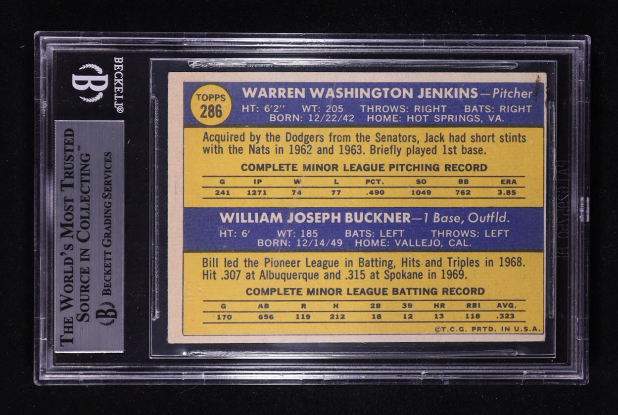 Bill Buckner Signed 1970 Topps #286 Rookie Stars RC (BGS Encapsulated) at PristineAuction.com Bill Buckner Signed 1970 Topps #286 Rookie Stars RC (BGS Encapsulated) at PristineAuction.com
