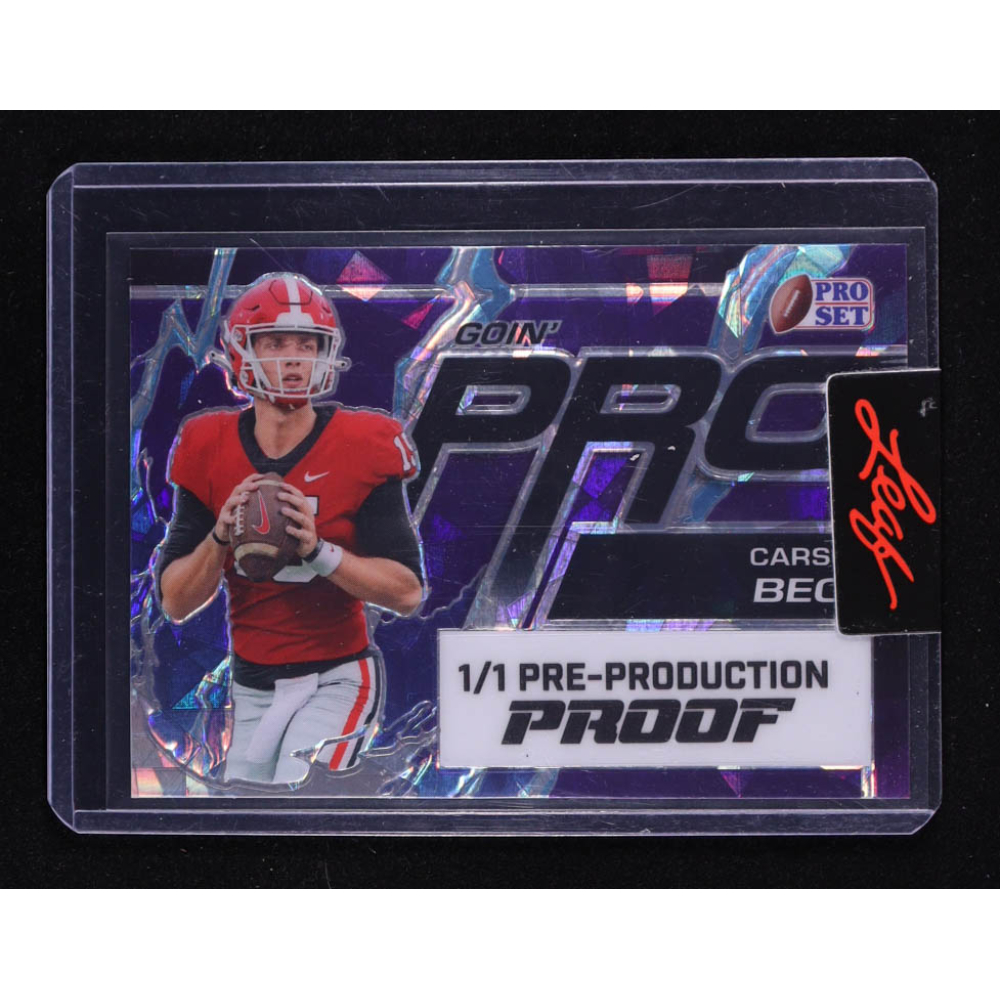 Carson Beck 2024 Leaf Pro Set Going Pro Pre-Production Proof RC #1/1 at PristineAuction.com
