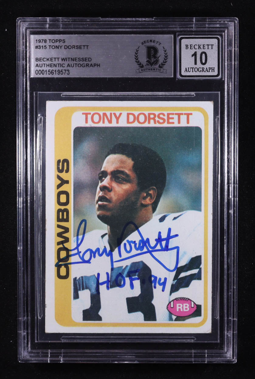 Tony Dorsett Signed 1978 Topps #315 RC Inscribed "HOF '94" (BGS Encapsulated) at PristineAuction.com Tony Dorsett Signed 1978 Topps #315 RC Inscribed "HOF '94" (BGS Encapsulated) at PristineAuction.com