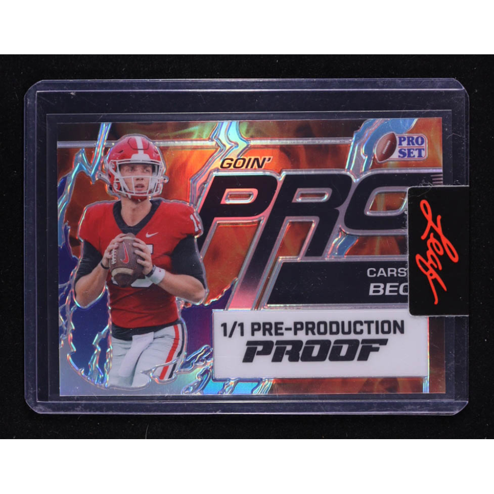 Carson Beck 2024 Leaf Pro Set Going Pro Pre-Production Proof RC #1/1 at PristineAuction.com