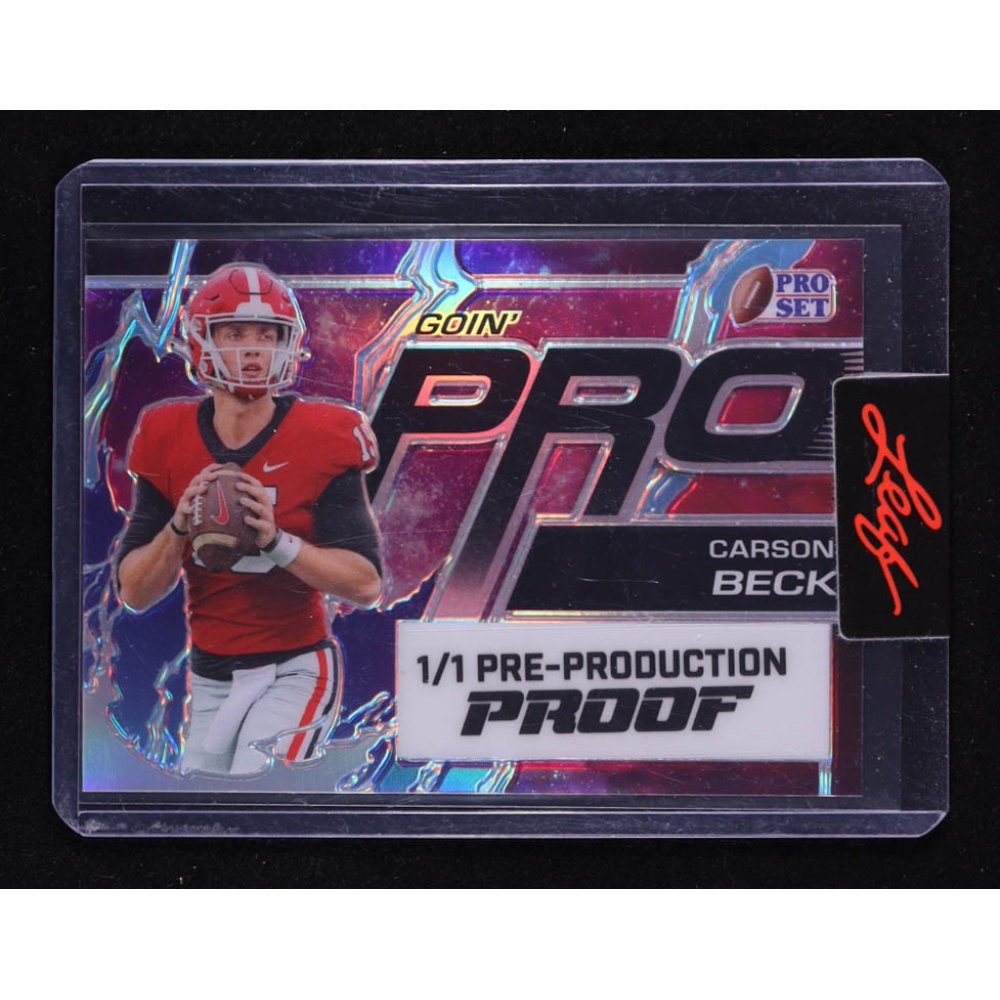 Carson Beck 2024 Leaf Pro Set Going Pro Pre-Production Proof RC #1/1 at PristineAuction.com