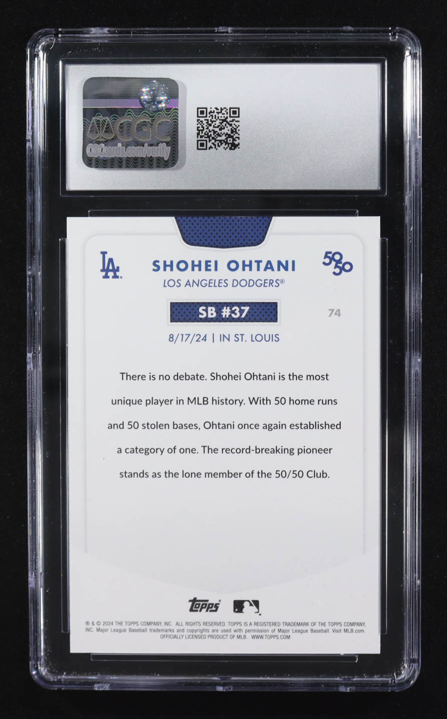 Shohei Ohtani 2024 Topps 50/50 Ohtani #74 (CGC 10) at PristineAuction.com Shohei Ohtani 2024 Topps 50/50 Ohtani #74 (CGC 10) at PristineAuction.com