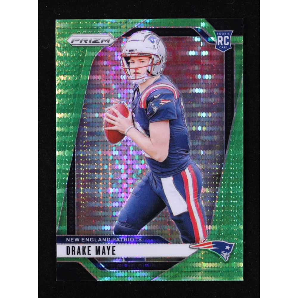 Drake Maye 2024 Panini Prizm Prizms Neon Green Pulsar #329 RC at PristineAuction.com