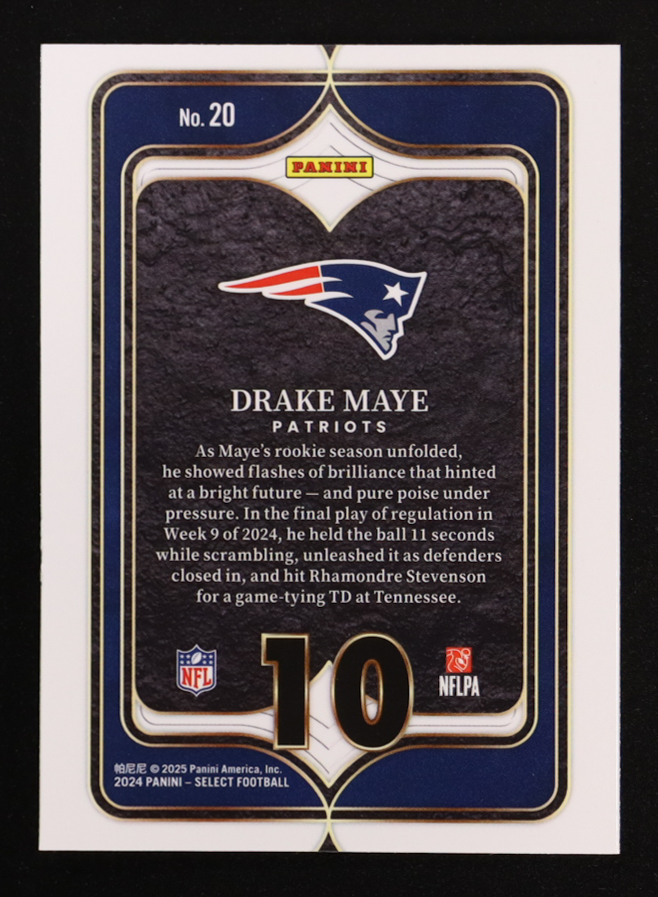 Drake Maye 2024 Select Select Numbers #20 RC at PristineAuction.com Drake Maye 2024 Select Select Numbers #20 RC at PristineAuction.com