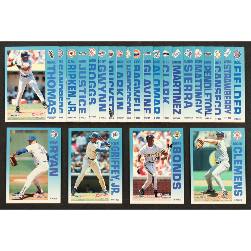 1992 Fleer 7 Eleven Citgo The Performer Collection Baseball Complete Set of (24) Cards with Nolan Ryan #1, Barry Bonds #23, Ken Griffey Jr. #4, Roger Clemens #6 at PristineAuction.com