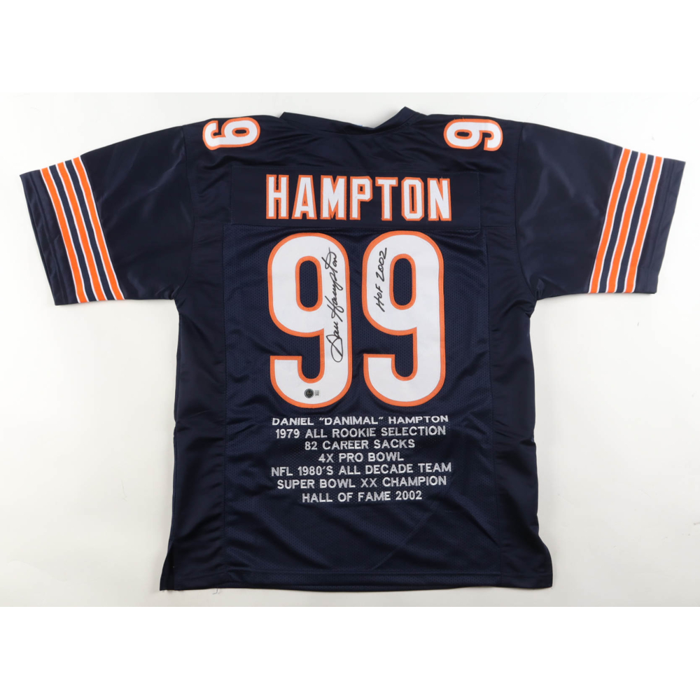 Dan Hampton Signed Career Highlight Stat Jersey Inscribed "HOF 2002" (Beckett) at PristineAuction.com