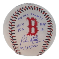 Pedro Martinez Signed LE OML Red Sox Logo Baseball with Multiple Career Stat Inscriptions (MLB & Fanatics) at PristineAuction.com