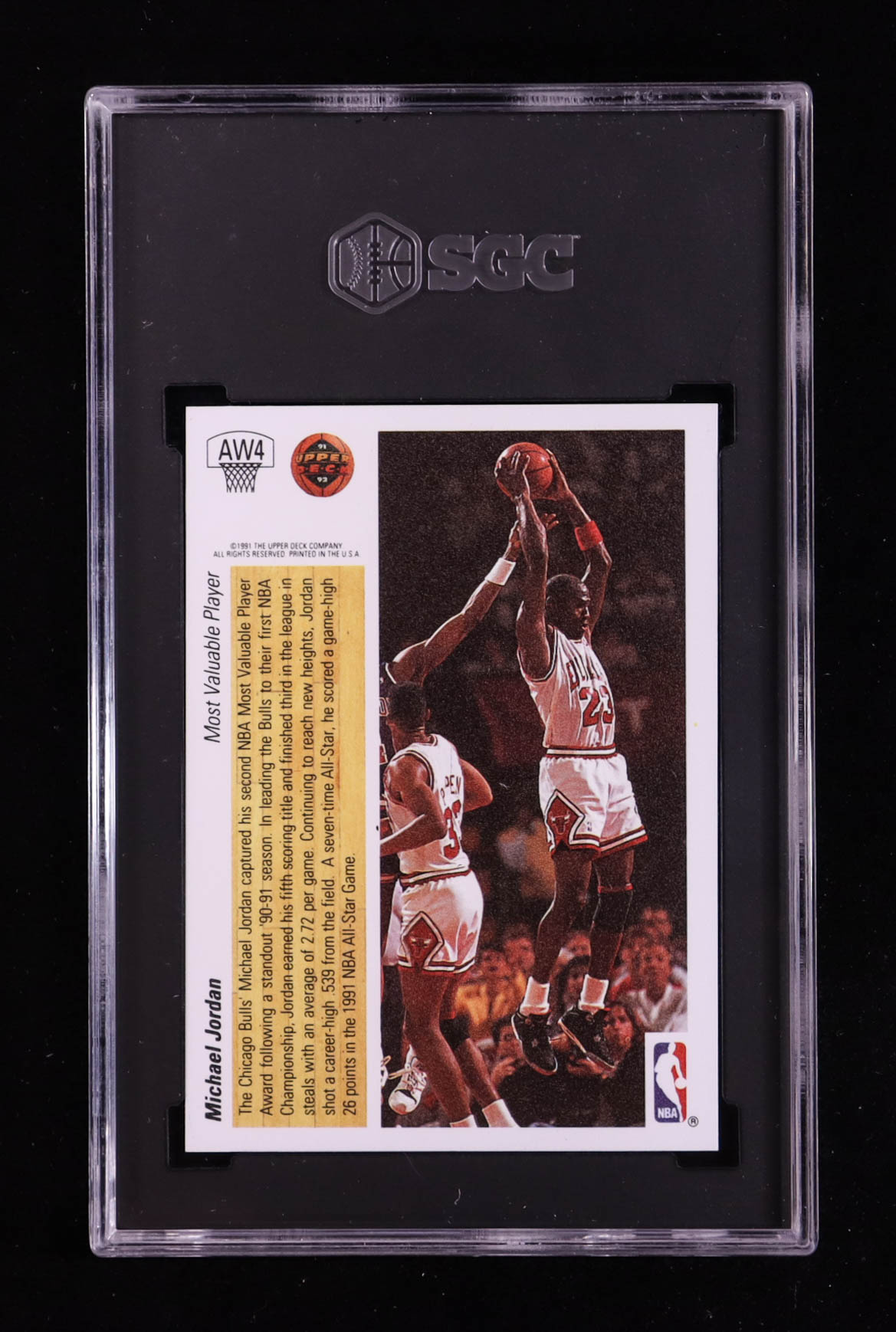 Michael Jordan 1991-92 Upper Deck Award Winner Holograms #AW4 / MVP (SGC 9) at PristineAuction.com Michael Jordan 1991-92 Upper Deck Award Winner Holograms #AW4 / MVP (SGC 9) at PristineAuction.com