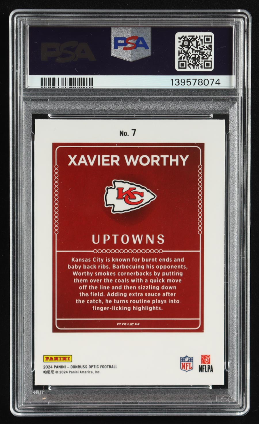 Xavier Worthy 2024 Donruss Optic Uptowns #7 RC (PSA 10) at PristineAuction.com Xavier Worthy 2024 Donruss Optic Uptowns #7 RC (PSA 10) at PristineAuction.com