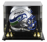 Steve Largent Signed Seahawks Throwback Alternate Speed Mini Helmet Inscribed "HOF 95" with Display Case (Beckett) at PristineAuction.com