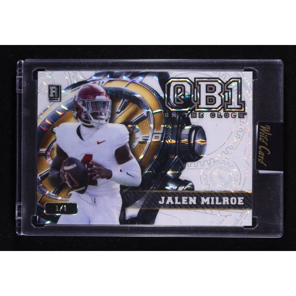 Jalen Milroe 2024 Wild Card QB1 On The Clock #OCW-WH-JM3 RC #1/1 at PristineAuction.com