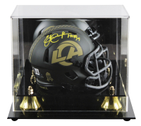 Eric Dickerson Signed Rams Salute To Service Alternate Speed Mini Helmet Inscribed "HOF 99" with Display Case (Beckett) at PristineAuction.com