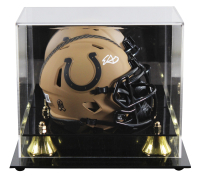 Edgerrin James Signed Colts Salute To Service Alternate Speed Mini Helmet with Display Case (Beckett) at PristineAuction.com