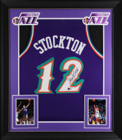 John Stockton Signed Custom Framed Jersey (Beckett) at PristineAuction.com
