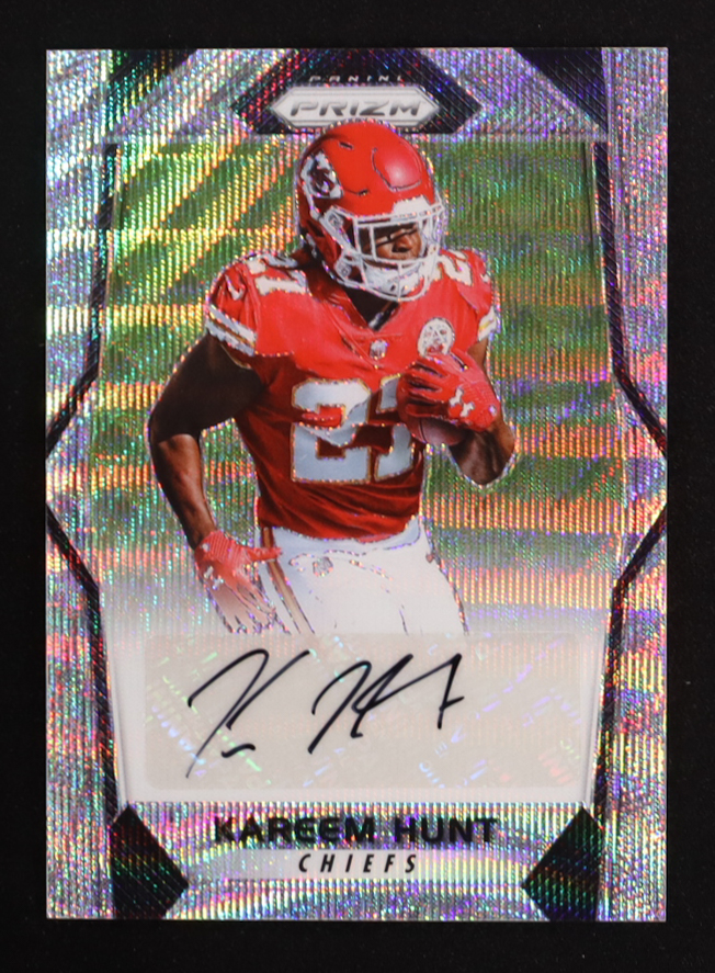 Kareem Hunt 2017 Panini Prizm Rookie Autographs Prizms Blue Wave #RAKH #094/149 RC at PristineAuction.com Kareem Hunt 2017 Panini Prizm Rookie Autographs Prizms Blue Wave #RAKH #094/149 RC at PristineAuction.com