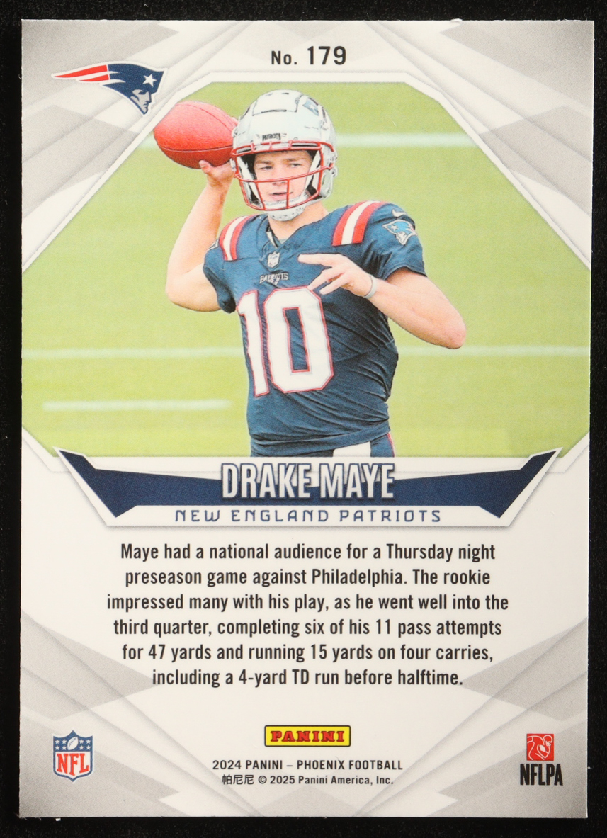 Drake Maye 2024 Panini Phoenix #179 RC at PristineAuction.com Drake Maye 2024 Panini Phoenix #179 RC at PristineAuction.com