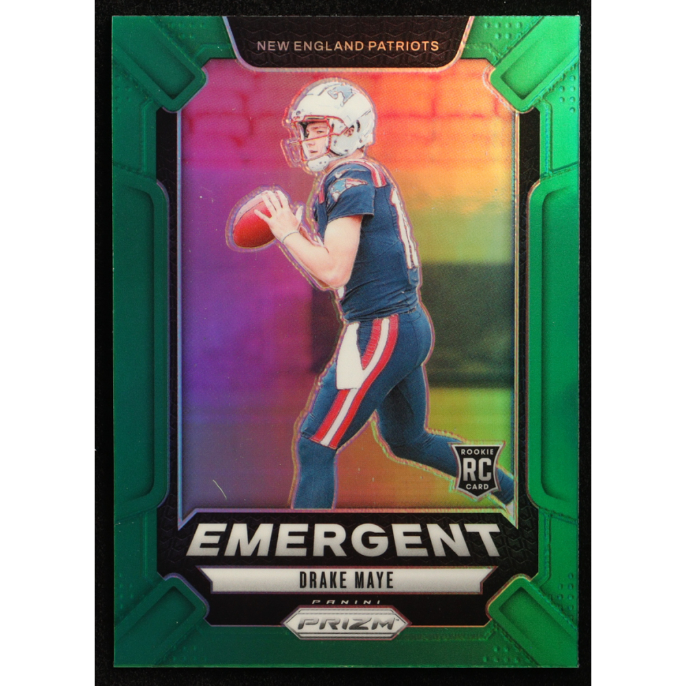 Drake Maye 2024 Panini Prizm Emergent Prizms Green #4 RC at PristineAuction.com