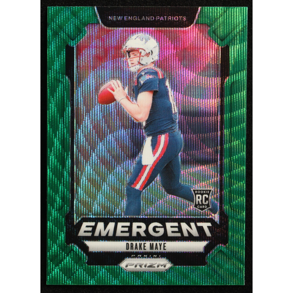 Drake Maye 2024 Panini Prizm Emergent Prizms Green Wave #4 RC at PristineAuction.com