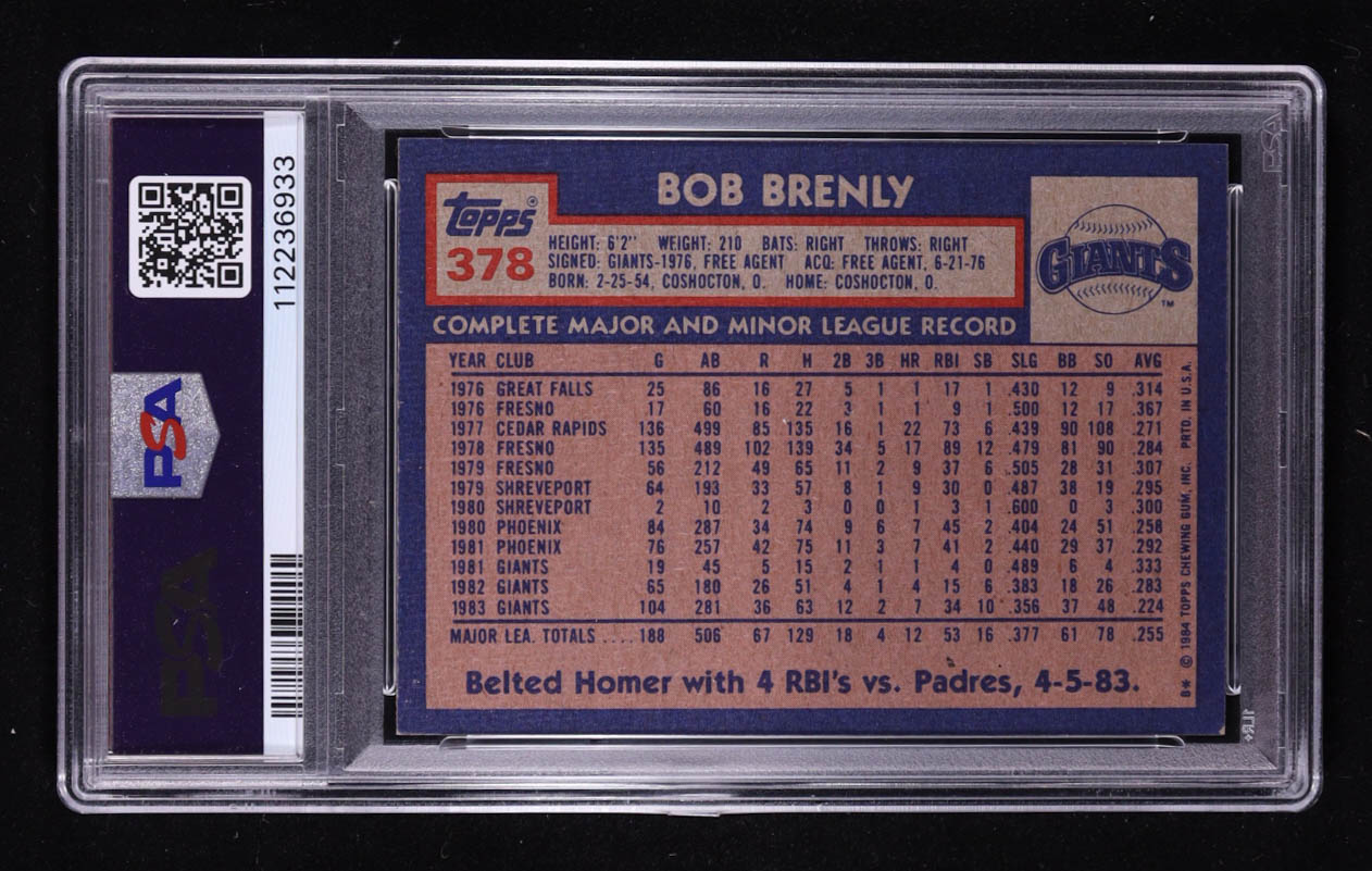 Bob Brenly Signed 1984 Topps #378 (PSA Encapsulated) at PristineAuction.com Bob Brenly Signed 1984 Topps #378 (PSA Encapsulated) at PristineAuction.com