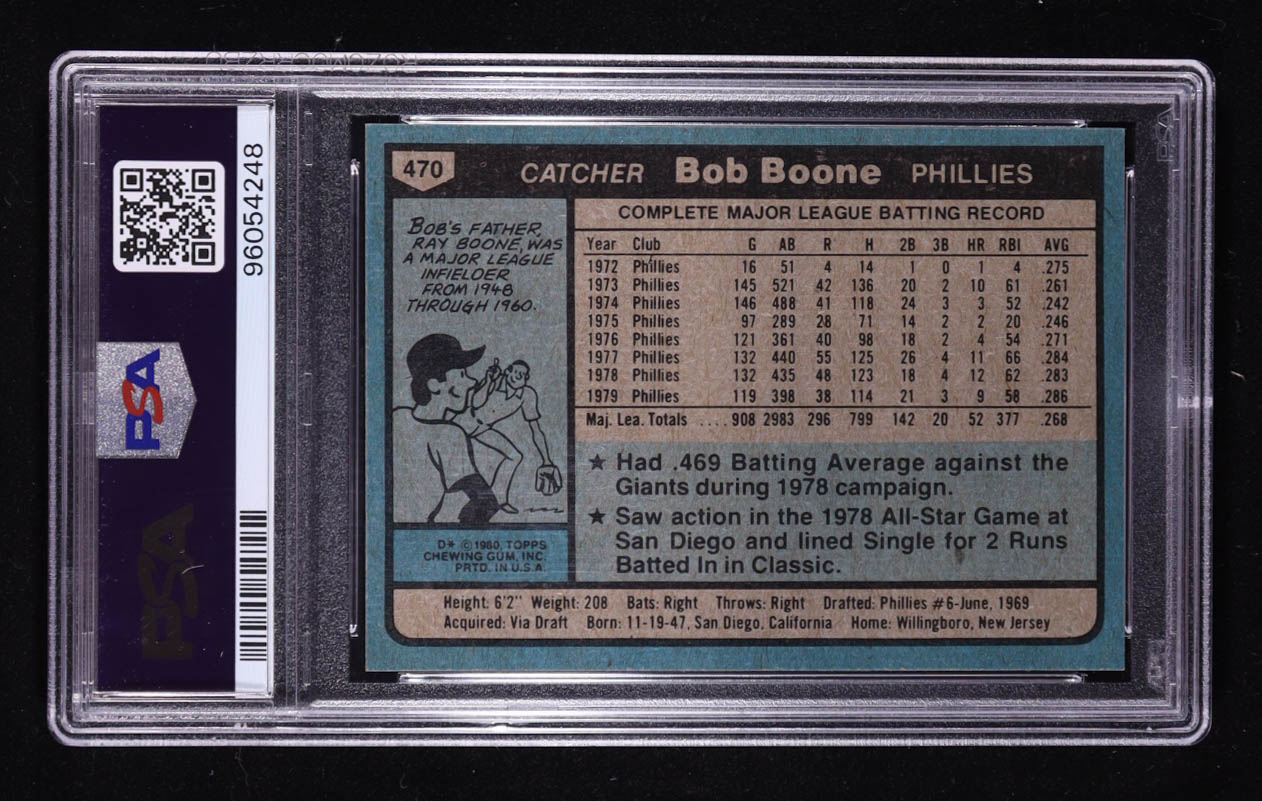 Bob Boone 1980 Topps #470 (PSA 10) at PristineAuction.com Bob Boone 1980 Topps #470 (PSA 10) at PristineAuction.com