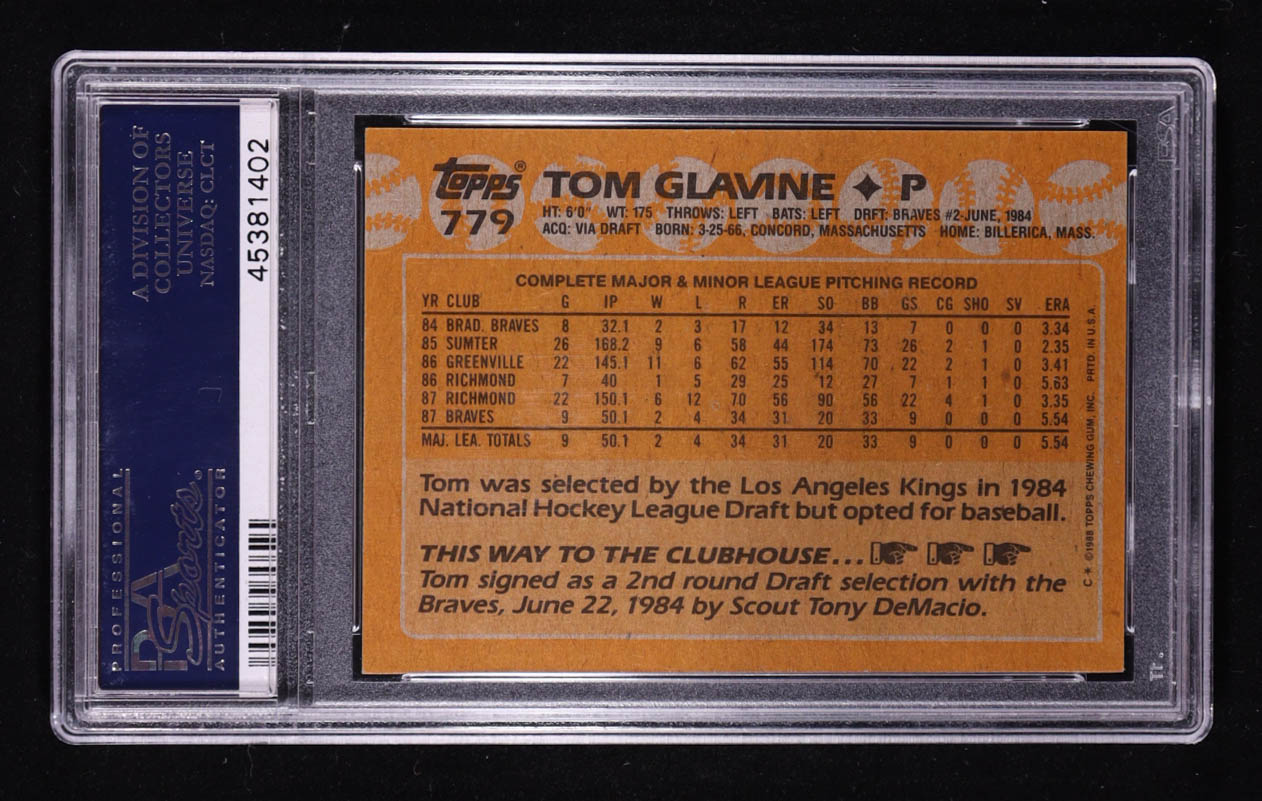 Tom Glavine 1988 Topps #779 RC (PSA 10) at PristineAuction.com Tom Glavine 1988 Topps #779 RC (PSA 10) at PristineAuction.com