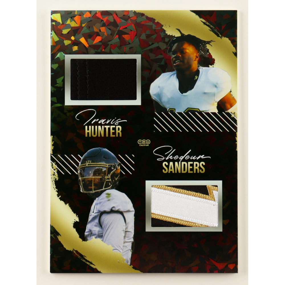 Travis Hunter & Shedeur Sanders 2023 TruCreator Jumbo Cracked Ice Materials #DJC-THSS at PristineAuction.com