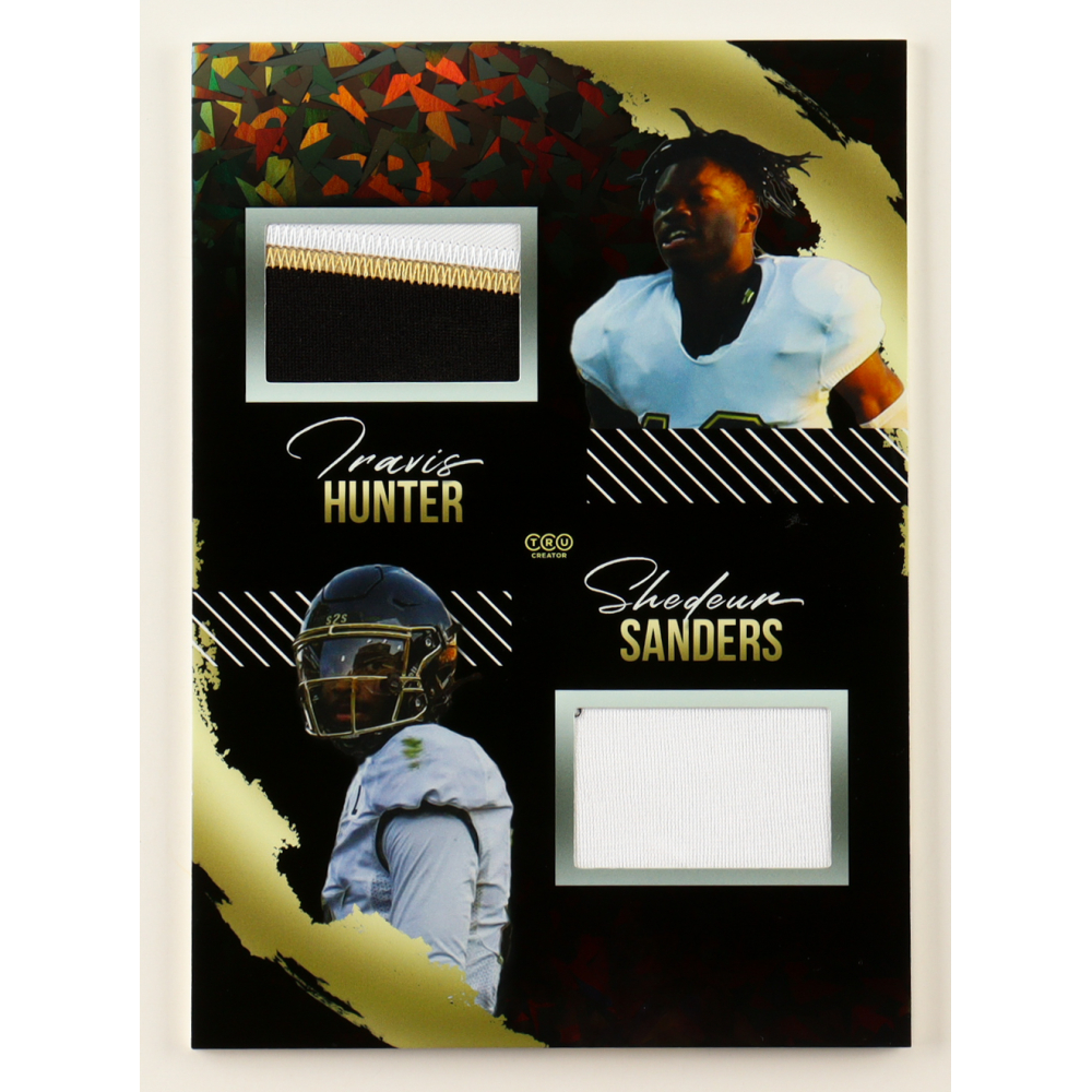 Travis Hunter & Shedeur Sanders 2023 TruCreator Jumbo Cracked Ice Materials #DJC-THSS at PristineAuction.com