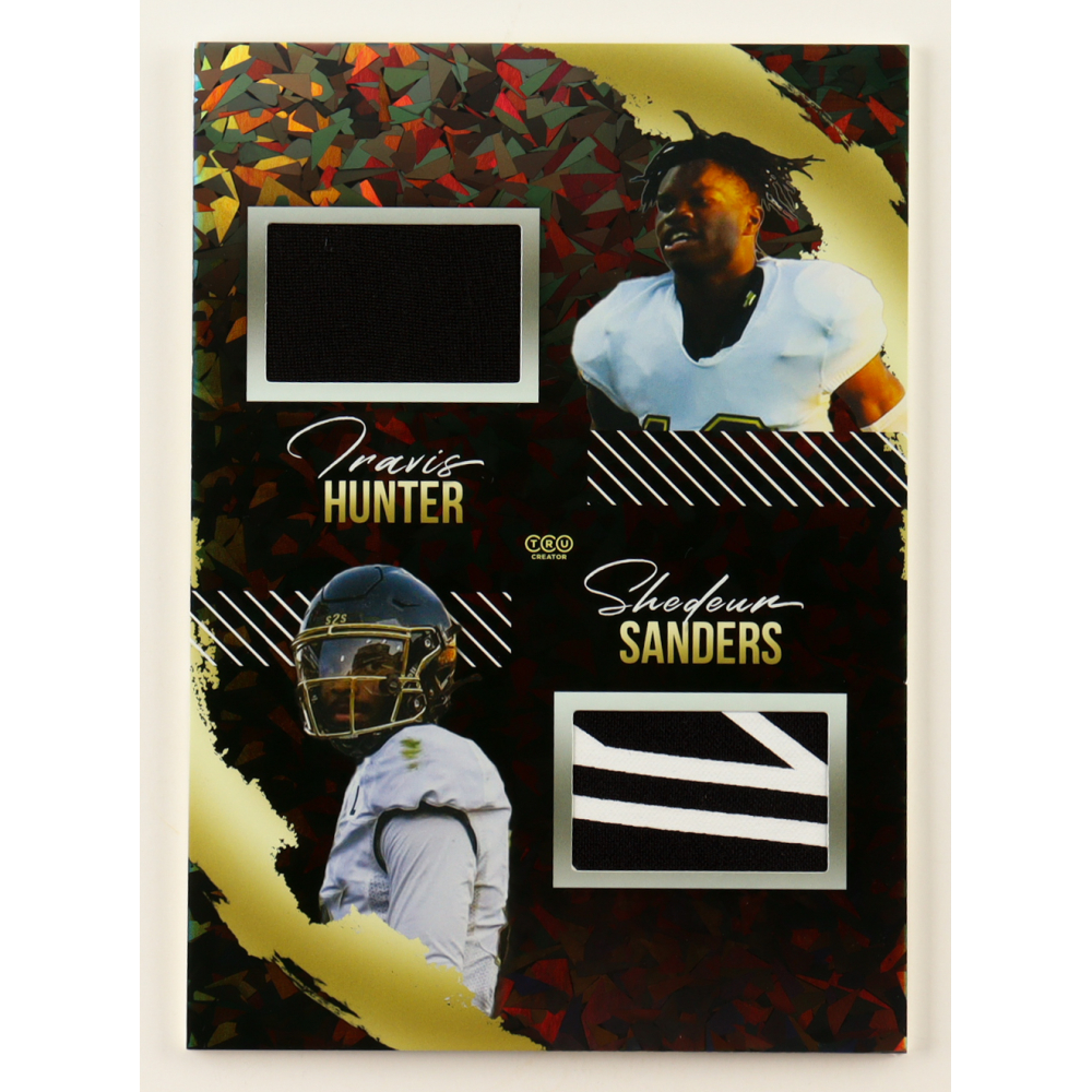 Travis Hunter & Shedeur Sanders 2023 TruCreator Jumbo Cracked Ice Materials #DJC-THSS at PristineAuction.com