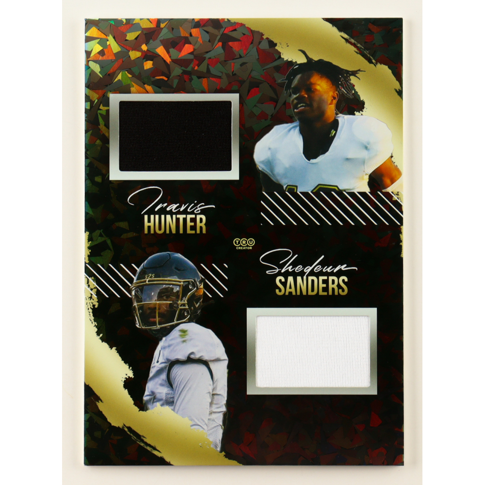 Travis Hunter & Shedeur Sanders 2023 TruCreator Jumbo Cracked Ice Materials #DJC-THSS at PristineAuction.com