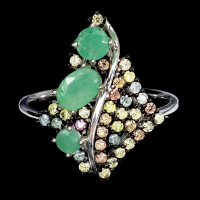 1.35 Carats Emerald & Multi-Colored Sapphire Ring | $1,500 Estimated Retail Value (UGL Cert) | Brand New at PristineAuction.com