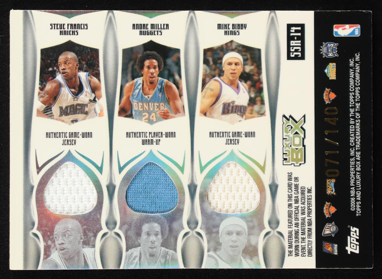 2005-06 Luxury Box Relic #SSA-14 Steve Nash / Jason Kidd / Stephon Marbury / Allen Iverson / Steve Francis / Andre Miller / Mike Bibby #71/140 at PristineAuction.com 2005-06 Luxury Box Relic #SSA-14 Steve Nash / Jason Kidd / Stephon Marbury / Allen Iverson / Steve Francis / Andre Miller / Mike Bibby #71/140 at PristineAuction.com