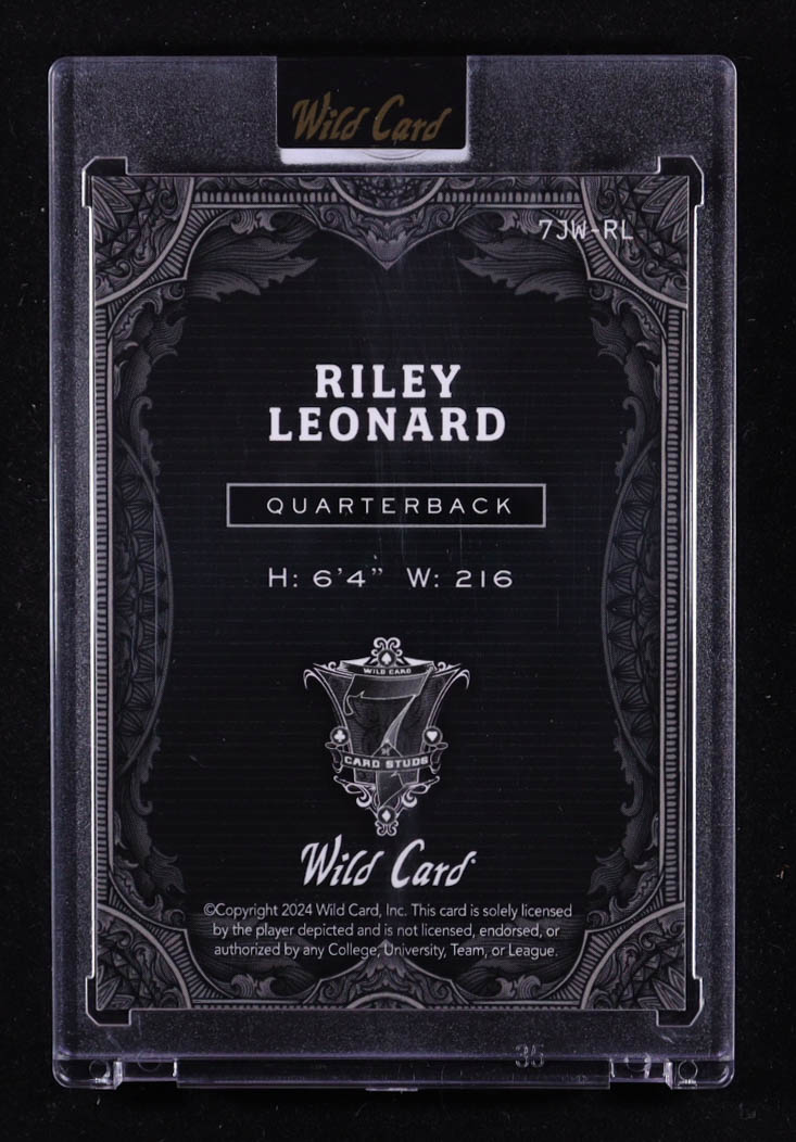 Riley Leonard 2024 Wild Card 7 Card Studs Joker #7JW-RL RC #1/1 at PristineAuction.com Riley Leonard 2024 Wild Card 7 Card Studs Joker #7JW-RL RC #1/1 at PristineAuction.com