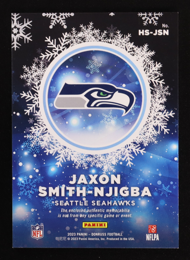 Jaxon Smith-Njigba 2023 Donruss Rookie Holiday Sweater #9 RC at PristineAuction.com Jaxon Smith-Njigba 2023 Donruss Rookie Holiday Sweater #9 RC at PristineAuction.com