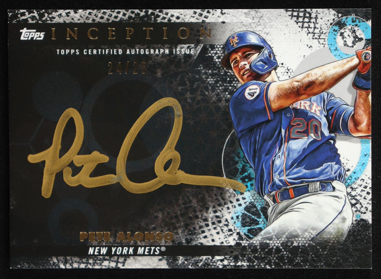 Pete Alonso 2022 Topps Inception Silver Signings Gold Ink #ISSPA #24/25 at PristineAuction.com Pete Alonso 2022 Topps Inception Silver Signings Gold Ink #ISSPA #24/25 at PristineAuction.com