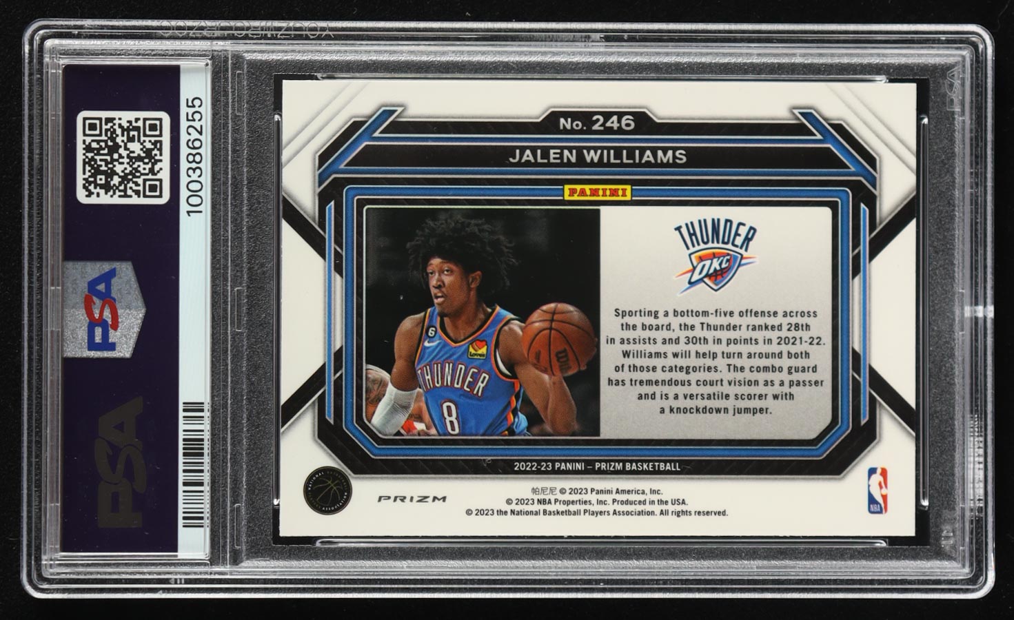 Jalen Williams 2022-23 Panini Prizm Rookie Variation Fast Break #246 RC (PSA 10) at PristineAuction.com Jalen Williams 2022-23 Panini Prizm Rookie Variation Fast Break #246 RC (PSA 10) at PristineAuction.com