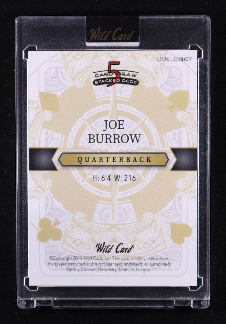Joe Burrow 2025 Wild Card 5 Card Draw Stacked Deck Joker #SDJW-JBNb07 #1/1 at PristineAuction.com Joe Burrow 2025 Wild Card 5 Card Draw Stacked Deck Joker #SDJW-JBNb07 #1/1 at PristineAuction.com